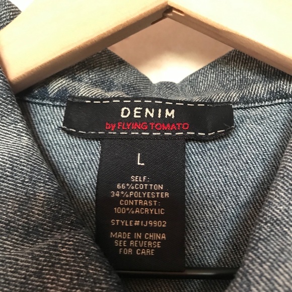 KNITTED SLEEVE BUTTON DOWN DENIM JACKET - Picture 8 of 8